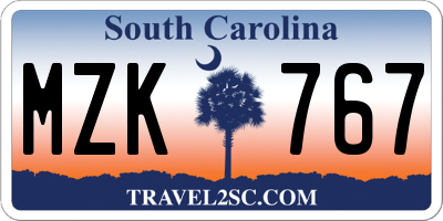 SC license plate MZK767