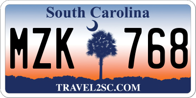 SC license plate MZK768