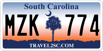 SC license plate MZK774