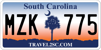 SC license plate MZK775