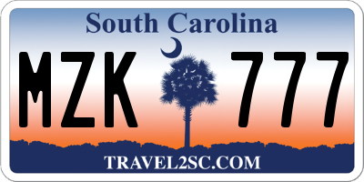SC license plate MZK777