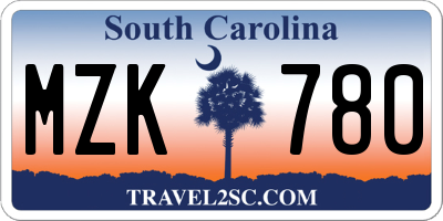 SC license plate MZK780
