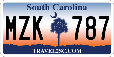 SC license plate MZK787