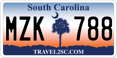 SC license plate MZK788