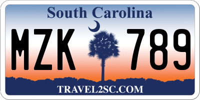 SC license plate MZK789