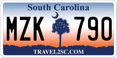 SC license plate MZK790
