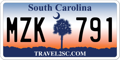 SC license plate MZK791