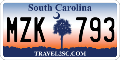 SC license plate MZK793