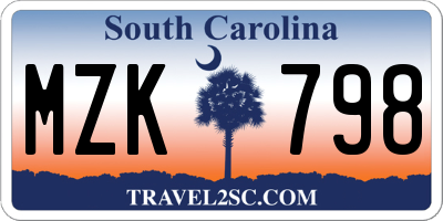 SC license plate MZK798
