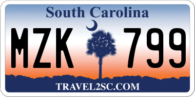SC license plate MZK799