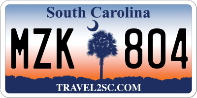 SC license plate MZK804