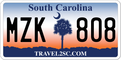 SC license plate MZK808