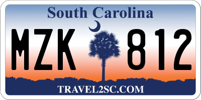 SC license plate MZK812