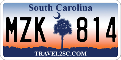 SC license plate MZK814