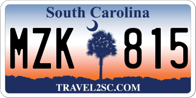 SC license plate MZK815