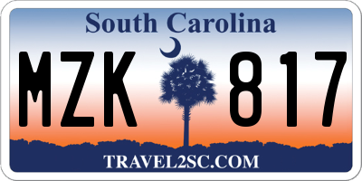 SC license plate MZK817
