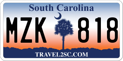 SC license plate MZK818