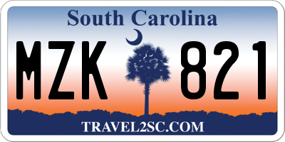 SC license plate MZK821