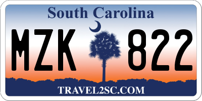 SC license plate MZK822