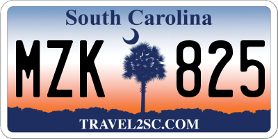SC license plate MZK825