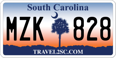 SC license plate MZK828