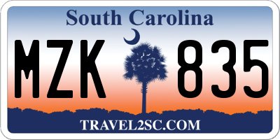 SC license plate MZK835
