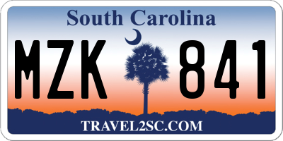 SC license plate MZK841