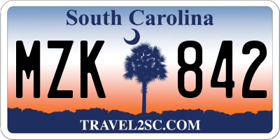 SC license plate MZK842