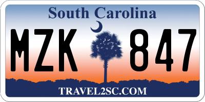 SC license plate MZK847