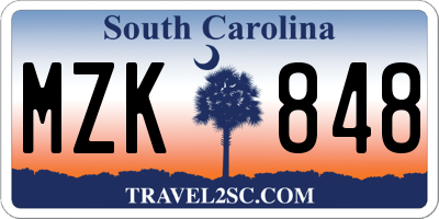 SC license plate MZK848