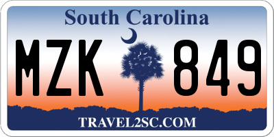 SC license plate MZK849
