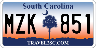 SC license plate MZK851