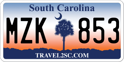 SC license plate MZK853