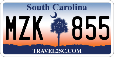 SC license plate MZK855