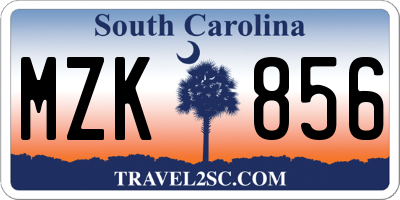 SC license plate MZK856