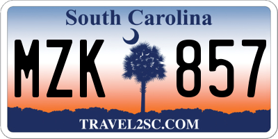 SC license plate MZK857