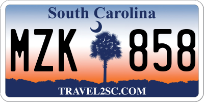SC license plate MZK858