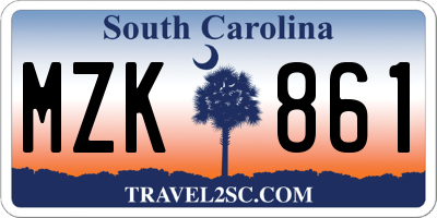 SC license plate MZK861
