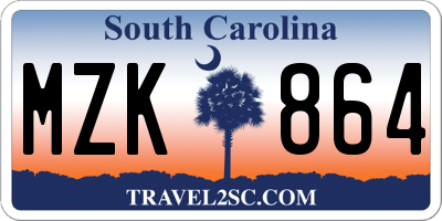 SC license plate MZK864