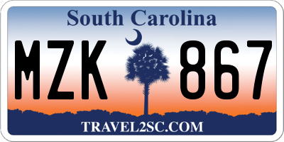 SC license plate MZK867