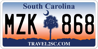 SC license plate MZK868
