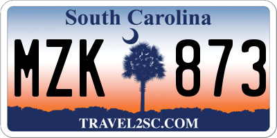 SC license plate MZK873
