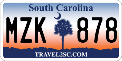 SC license plate MZK878