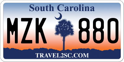 SC license plate MZK880