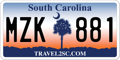 SC license plate MZK881