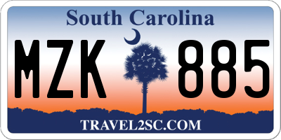 SC license plate MZK885