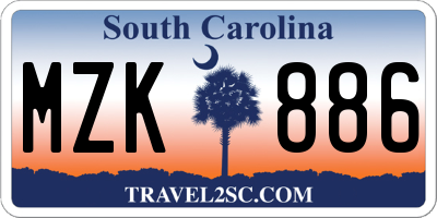 SC license plate MZK886