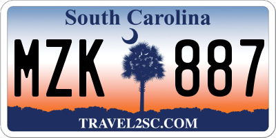 SC license plate MZK887