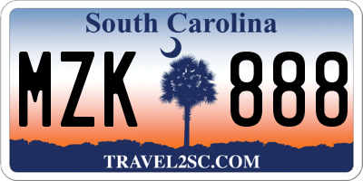 SC license plate MZK888
