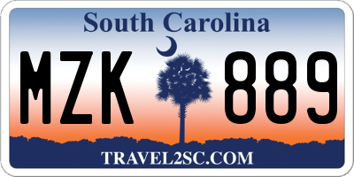 SC license plate MZK889